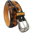thumbnail image 1 of 43-44  Men's 1-1/2" Wide Tan Leather Floral Tooled Casual Jean Belt 26FK18, 1 of 3
