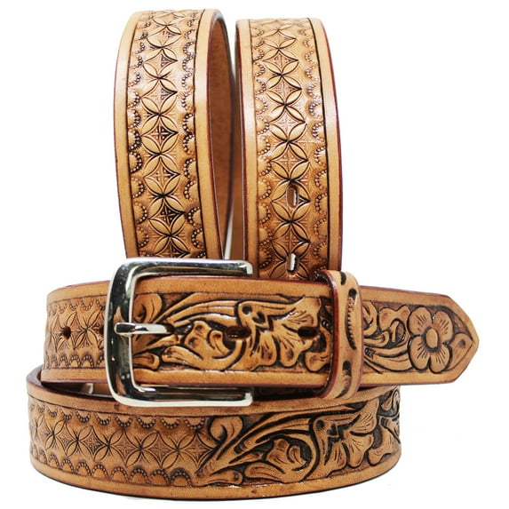 43-44 Western 1-1/2" Wide Rodeo Fashion Flower Tooled Leather Belt 2665RS