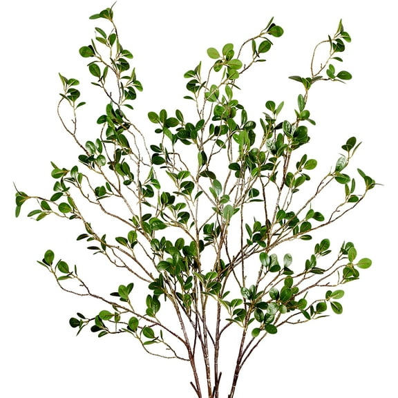 43 4Pcs Artificial Ficus Branches Faux Leaf Spray Green Euc Greenery Stems Fake Twig Plants for Home Office Wedding Vase Filler Shop Decoration