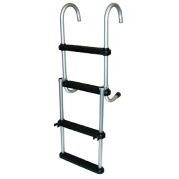 OEM Grade 4-Step Folding Pontoon Ladder 43.5-Inch Total Length Compatible with All Pontoon Boats Deck Boats Docks Swim Platforms Marine Aluminum Boarding