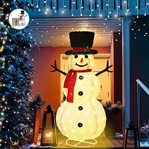 43.5" JOY letter Top Hat Snowman, Lighted Holiday Displays, Indoor and