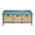 thumbnail image 1 of 43.5" Teal & Rattan Storage Bench with 3 Drawers​ – Coastal Charm Meets Smart Organization, 1 of 5