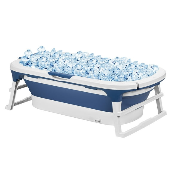 43/55 inch Foldable Bathtub, Portable Bathtub for Adult, Large Collapsible Tub with Handle, Freestanding Surround Collapsible Bathtub, No Lid, Hot Bath, Ice Bath