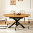 thumbnail image 1 of 43.2"-59.2" Extendable Round Dining Table for 4-6,Wooden Round Kitchen Table,Dining Room Table with Metal Frame for Dining Living Room ,Saving Space, 1 of 9