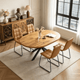 thumbnail image 1 of 43.2"-59.2" Extendable Round Dining Table Set for 4-6,5 Piece Mid Century Modern Round Kitchen Table Set with 4 Upholstered Chairs for Kitchen Living Room, Space Saving, 1 of 7