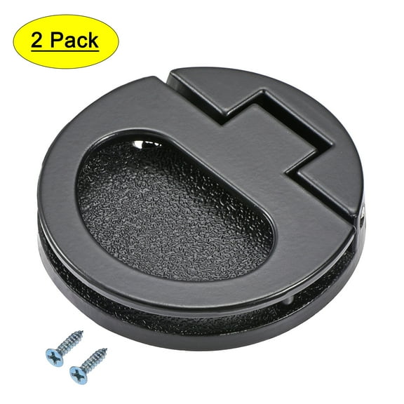 43.5x7mm Flush Pull Ring Handle Zinc Alloy Black 2 Pack