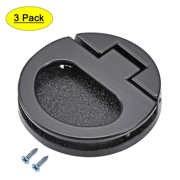 43.5x7mm Flush Pull Ring Handle Zinc Alloy Black 3 Pack