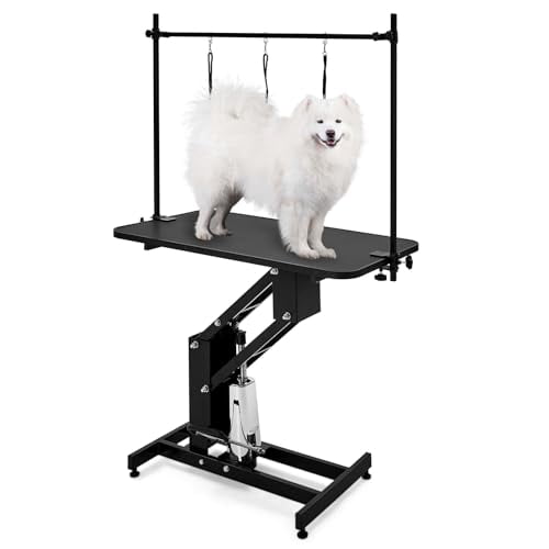 43.6 Electric Lift Pet Dog Grooming Table,Heavy Duty Electric Grooming Table for Dogs&Cats,Height Range 22''-39'', Maximum Capacity Up to 350 Lbs,Black