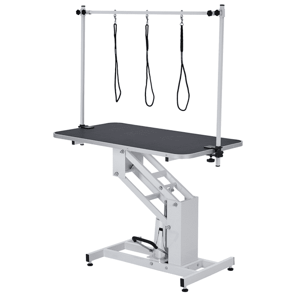 43.6" Pet Grooming Table for Large Dogs, Heavy Duty Height Adjustable Dog Grooming Table With Overhead Arm & Noose Height Range 22''-39'', Maximum Capacity Up to 350 Lbs