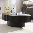 thumbnail image 1 of 43.7” Oval Black Coffee Table – Space-Saving MDF Pedestal for Living Room, Easy to Clean, 1 of 10