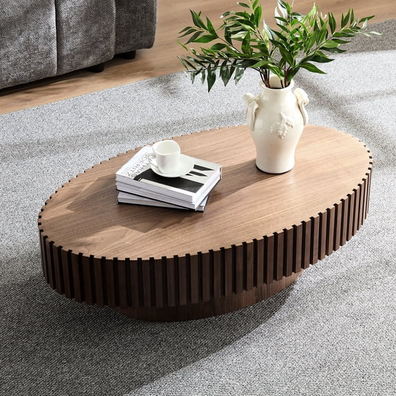 43.7-inch Ellipse Walnut Table / Easy to Assemble for Living Room