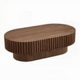 thumbnail image 1 of 43.70 Inch Modern Handcrafted Oval Coffee Table, Walnut with Sturdy MDF Pedestal for Living Room & Bedroom, 1 of 6