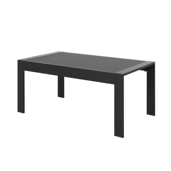 43" All-Weather Aluminum Patio Coffee Table, Modern Black Rectangle Outdoor Table