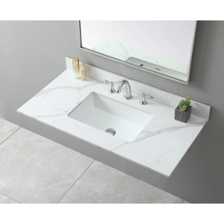 43"" Luxurious Carrara White Sintered Stone Bathroom Vanity Top