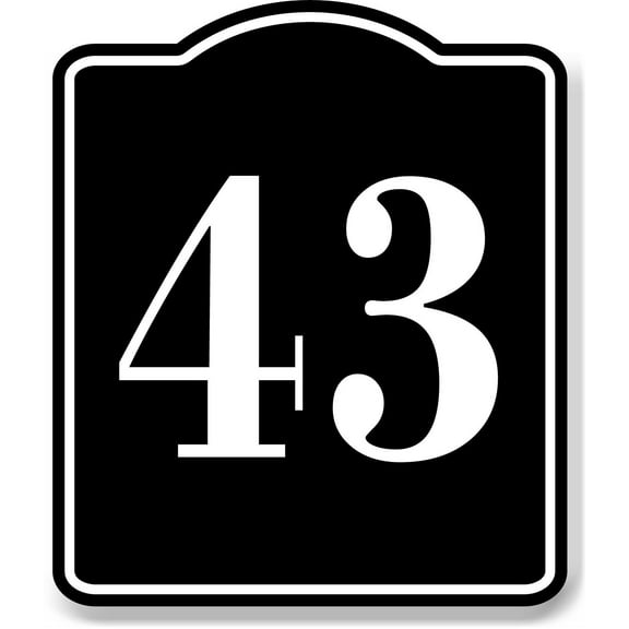 43 Bay Garage Door Plate Field Lane Gate Number BLACK Aluminum Composite Sign, 8.5"x10"