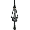 thumbnail image 1 of Northlight 43" Lattice Pattern Macrame Indoor Planter Hanger - Black, 1 of 6