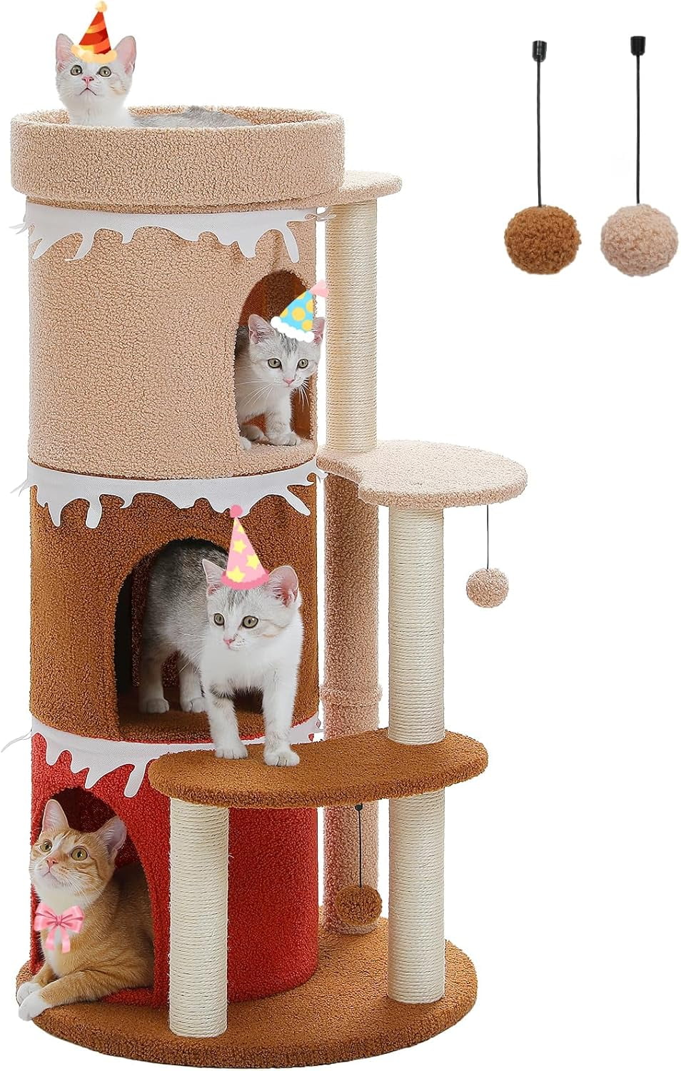 43'' Cat Tree Cat Tower for Indoor Large Cats, Cat Bed House with 3