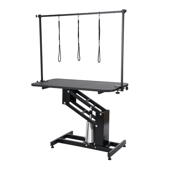 43" Dog Grooming Table Hydraulic, Heavy Duty Pet Grooming Station Adjustable Height, Anti-Slip Tabletop, 400lbs Capacity, for Small Medium Dogs