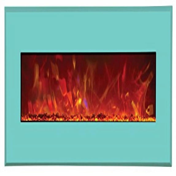 43" Electric Unit Fireplace 51" x 23" Coastal Blue Steel Surround