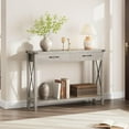 thumbnail image 1 of 43” Entryway Table with Drawers, Narrow Console Sofa Table with Storage & Shelves, Farmhouse Entryway Console Table for Hallway, Living Room - Grey, 1 of 9