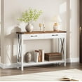 thumbnail image 1 of 43" Farmhouse Entryway Table, Rustic 2-Tier Wood Console Table with Shelf, Sofa Table for Living Room, Hallway, or Foyer, White, 1 of 8