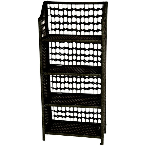 43" Fiber Weave Wood Frame 4 Shelf Unit - Black