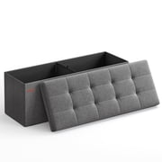 SONGMICS 43" Folding Storage Ottoman Bench Holds up to 660 lb For Living Room Dark Gray