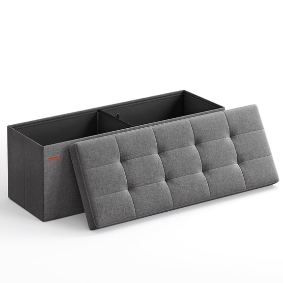 SONGMICS 43" Folding Storage Ottoman Bench Holds up to 660 lb For Living Room Dark Gray