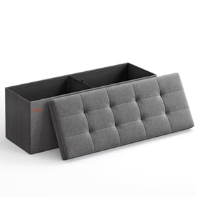 SONGMICS 43" Folding Storage Ottoman Bench Holds up to 660 lb For Living Room Dark Gray