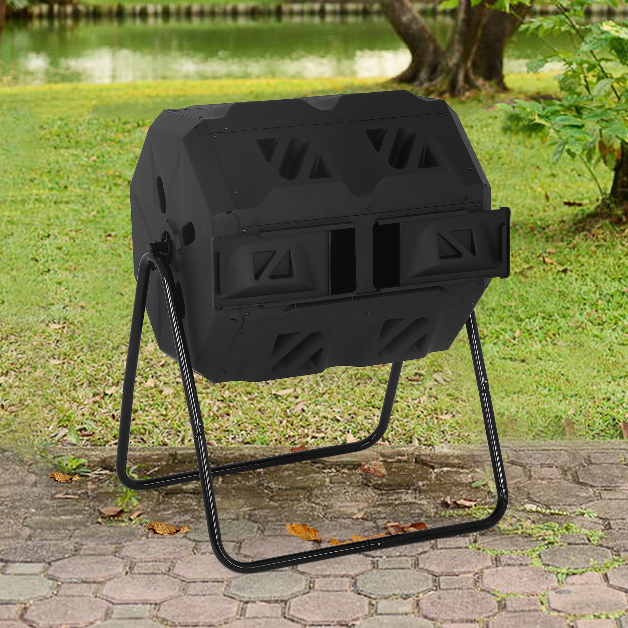 43 Gallon Compost Bin Outdoor Tumbling Composting Bins Dual Rotating ...