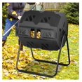 43 Gallon Dual Chamber Tumbling Composter Bin, 360 Degree Outdoor ...