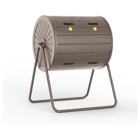 43 Gallon Dual Chamber Tumbling Composter with Steel Frame, 360 Degree Rotating Garden Comp