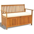 thumbnail image 1 of 43 Gallon Wooden Outdoor Storage Bench Deck Box, 2 in 1 Waterproof Outdoor Storage Box, Patio Storage Bench Cabinet for Furniture Cushions Tools Pool Toy Storage, Natural Wood Color, 1 of 10