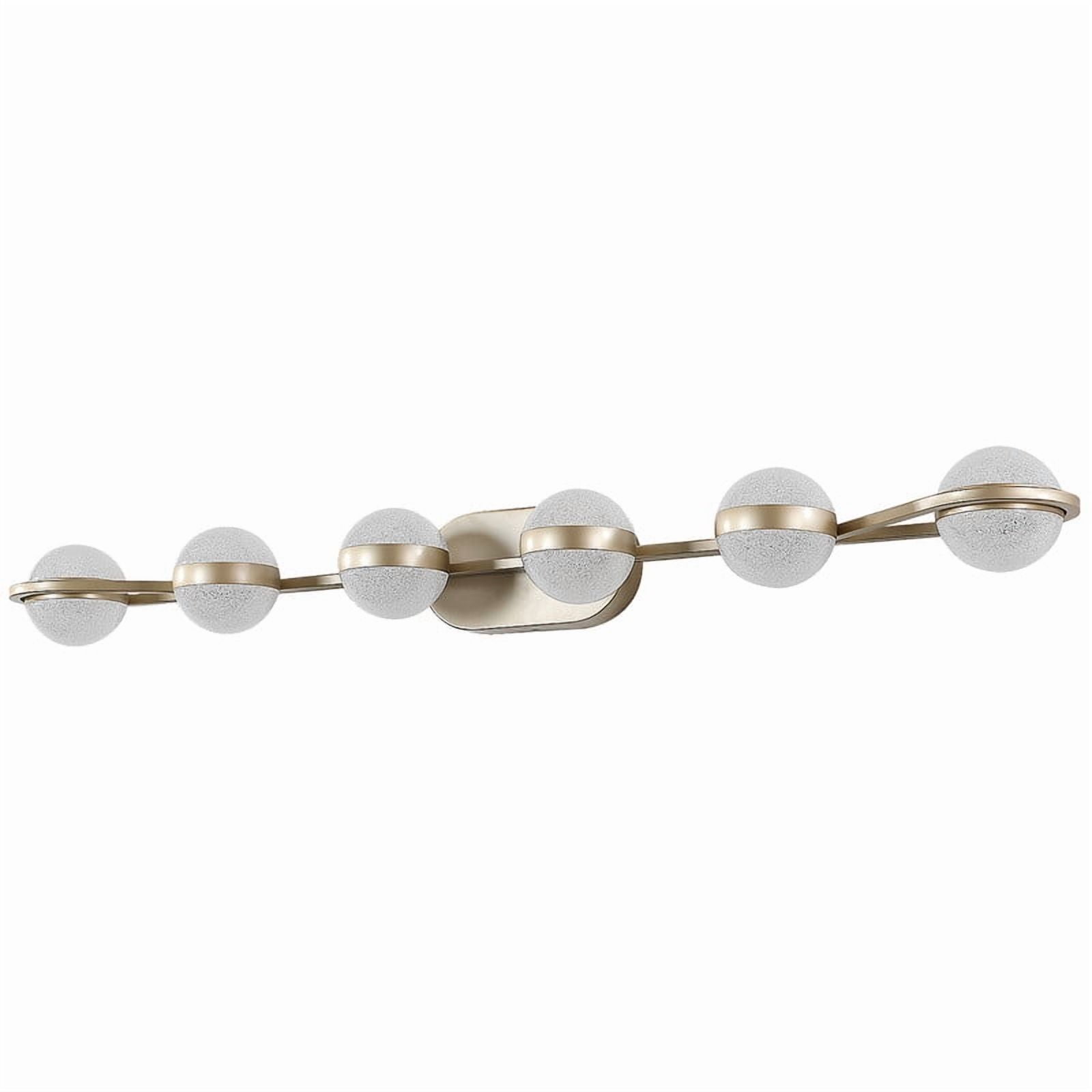 43" Gold Minimalist LED Bathroom Vanity Light, 6-Light Wall Mounted Fixture with Crystal Sand Acrylic Shades, Modern Decorative Lighting for Mirror, Sink, and Vanity Area