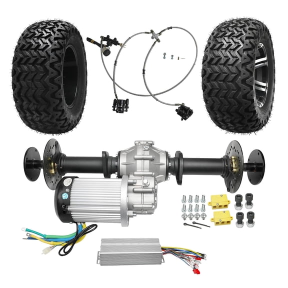 43" Golf Cart Rear Differential Axle Kit with Powerful 60V 2500W DC Brushless Motor 5000RPM, 23x10.5-12 Wheels Tires For DIY Racing Electric Vehicles ATVs, UTVs, Quads, Buggy, Go Kart