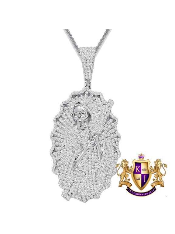 43+ Grams Real Silver Angel Of Death Santa Muerte Grim Reaper Pendant Big 2.75' Charm