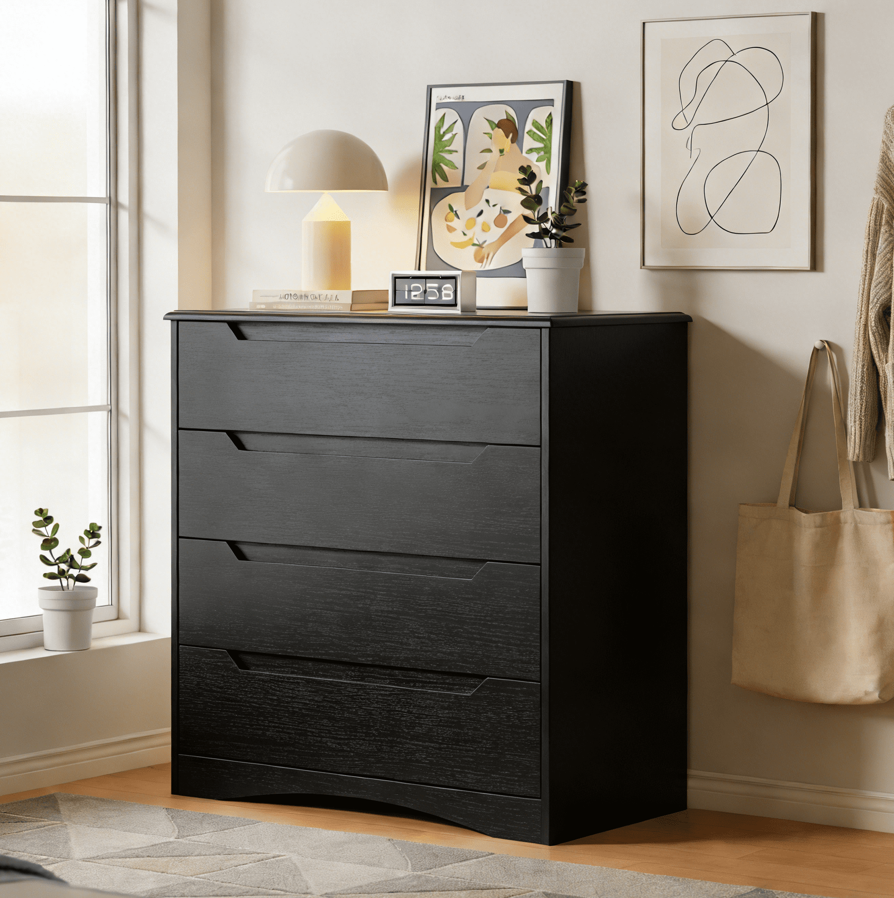 43"H 6 Drawer Dresser,Asofer Wooden Cabinet with Chest of Drawers & Anti-Tripping for Office, Living Room, Entryway