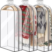 DAKOMM 43'' Hanging Garment Bag for Storage, 3 pack 10'' Suit Bags for Closet Storage, Garment Bags for Haning Clothes, Garment Covers with Side Zipper for Coat