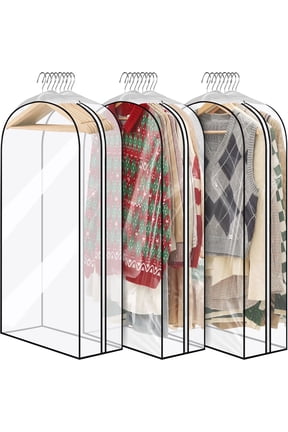 43'' Hanging Garment Bag for Storage, 3 pack 10'' Suit Bags for Closet Storage, Garment Bags for Haning Clothes, Garment Covers with Side Zipper for Coats & Jackets,PEVA Material Waterproof an