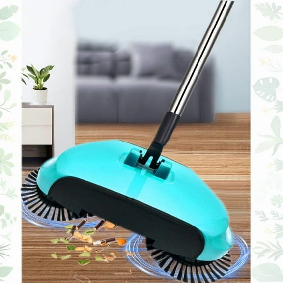 43" Heavy-Duty Hand-Pushed Broom - Stiff Bristles, Long Handle, Non-Electric | Ideal for Floor Cleaning in Shop, Deck, Garage, Concrete | Blue