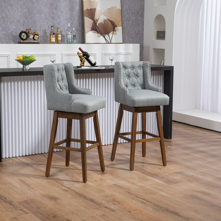 43 Height Chair Set Modern 2 Pieces Accent Bar Stool Set with Footrest Swivel Counter Height Dining Chairs for Kitchen Dining Room Bar Living