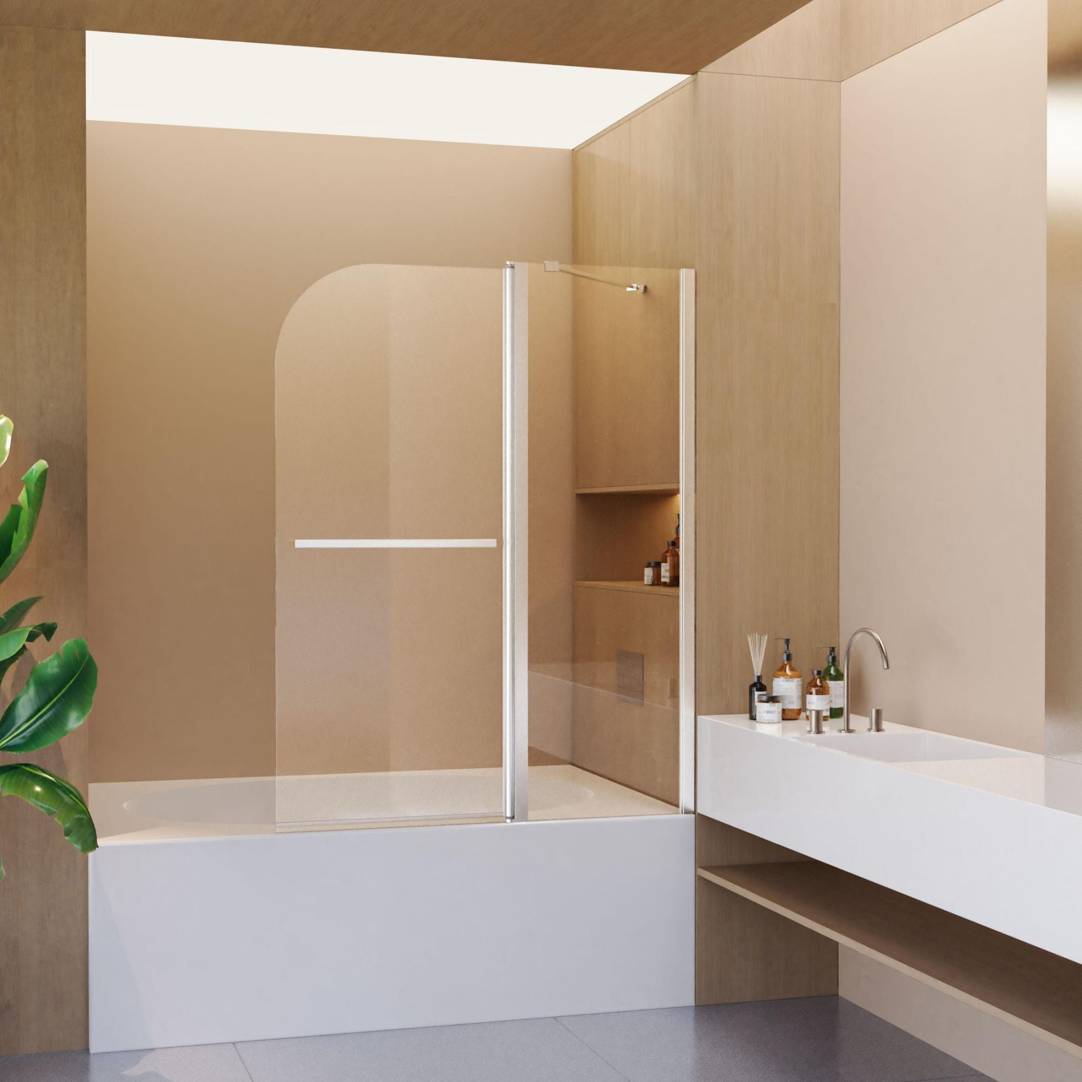 43" W x 58" H Frameless Chrome Folding Shower Doors with Tempered Glass