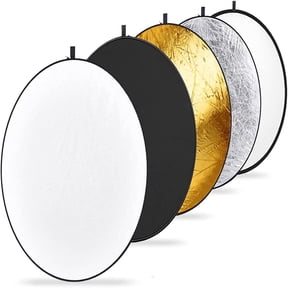 43 Inch/110 Centimeter Light Reflector with Grips, 5 in 1 Collapsible Portable with Bag - Translucent, Silver, Gold, White, and Black for Studio and Outdoor Lighting