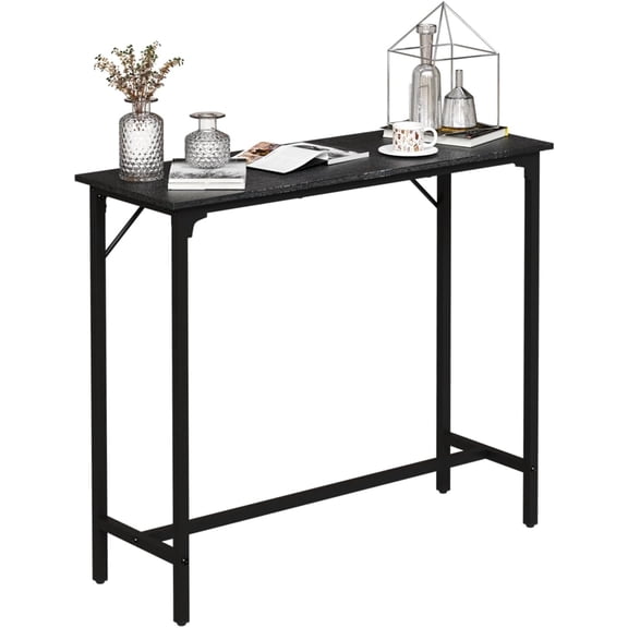43 Inch Bar Table, Rectangular Counter Height Home Pub Table, Black