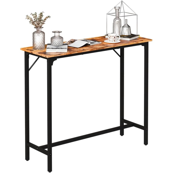 43 Inch Bar Table, Rectangular Counter Height Home Pub Table, Brown