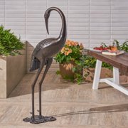 43 Inch Cast Aluminum Crane Garden Statue Antique Bronze Finish Outdoor Landscape Decor Sculpture for Yard Lawn Patio Pond Side