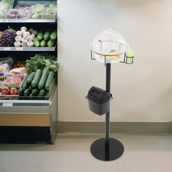 43 Inch Commercial Sample Stand with Tasting Box & Built-in Waste Bin Freestanding Food Display for Supermarkets