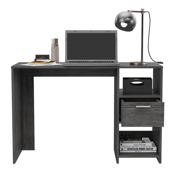 43 Inch Compact Computer Desk with Drawer and Two Shelves
