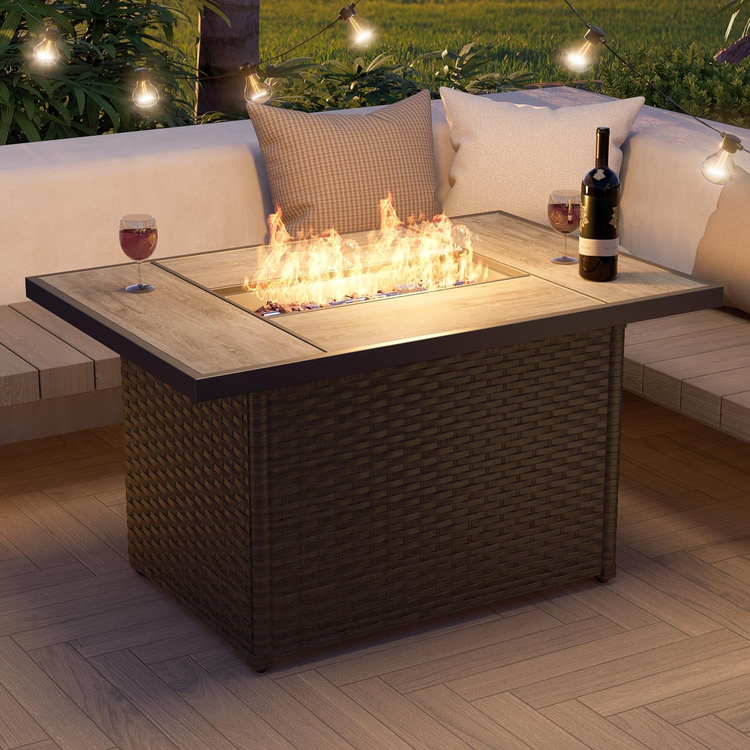 43 Inch Fire Pit Table 50,000 BTU Flame, Propane Gas Fire Table - Walmart.com