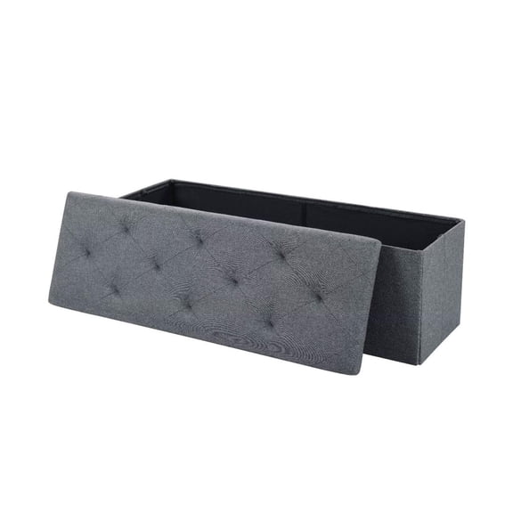 43 Inch Folding Storage Ottoman Bench Foot Rest End of Bed Stool Gray Living Room Bedroom Entryway Storage Chest With Removable Lid(Gray)